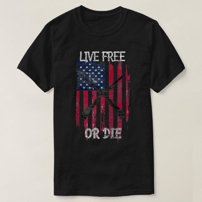 Nordamerikanska Flagga Rifle Ledig eller Die Pa T Shirt (Design framsida)