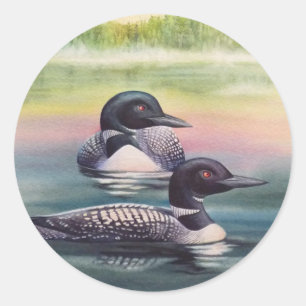Nordamerikanska logon på Sjö Watercolor Art Art Runt Klistermärke