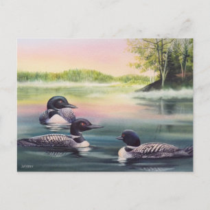 Nordamerikanska logon på Sjö Watercolor Art Art Vykort