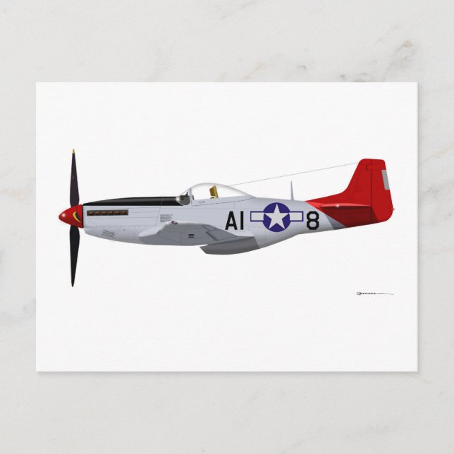 Nordamerikanska P-51D Mustang Tuskegee Airmen Vykort (Framsida)