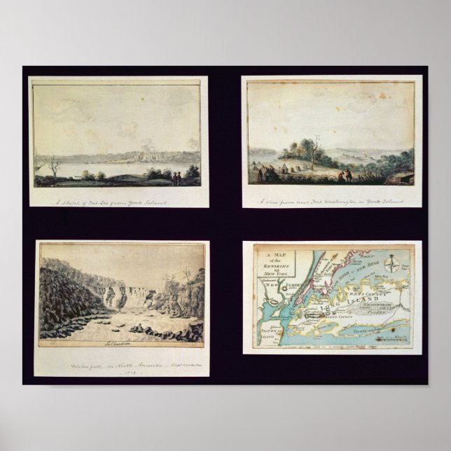 Nordamerikanska scener och karta i New York Poster (Framsidan)