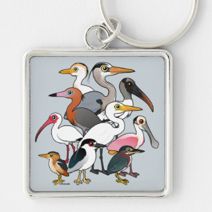 Nordamerikanska Waders Fyrkantig Silverfärgad Nyckelring