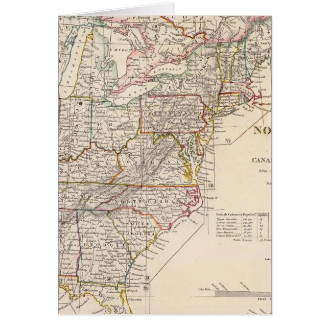 Nordamerikas index karta hälsningskort (Framsidan)