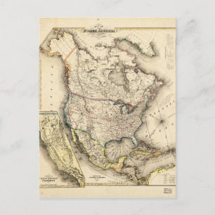 Nordamerikas karta (1850) vykort