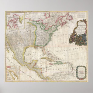 Nordamerikas vintage Karta (1794) Poster
