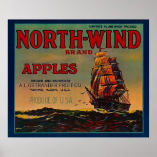 NordanApple låda LabelYakima, WA Poster
