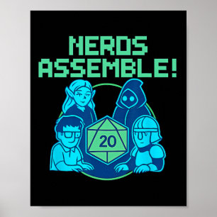 Nördar Emblem Brädspel Tärningar Pixel Spelardesig Poster