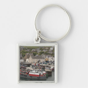 Nordatlantiska strandpromenaden i hamnen Stromness Fyrkantig Silverfärgad Nyckelring