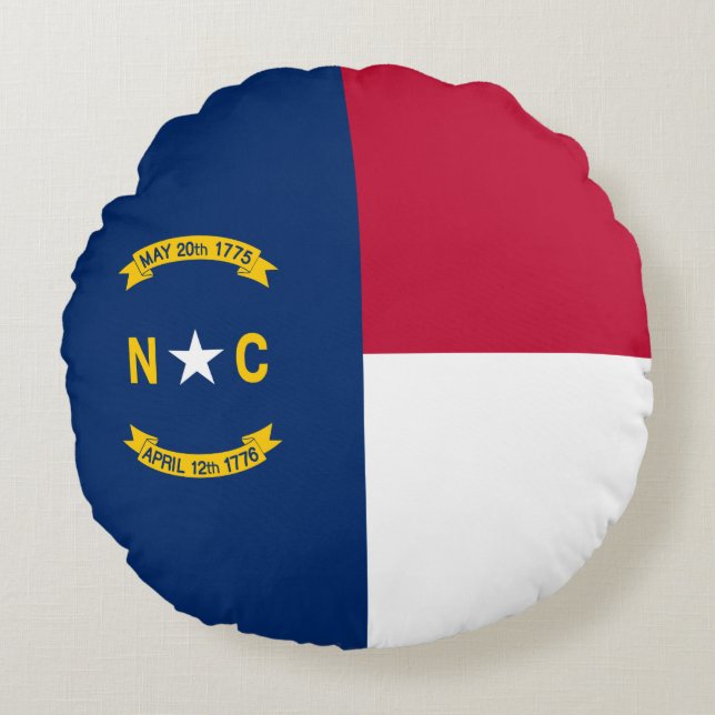 Nordcarolina statliga flagga rund kudde (Framsidan)