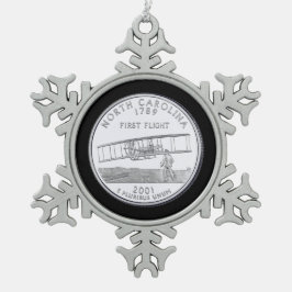 NordCarolina-statskvarteret Snöflinga Pewter Julgransprydnad