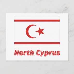 Nordcyperns flagga med namn vykort