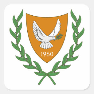 nordcyperns lands vapen sköld symbol emblem flagga fyrkantigt klistermärke