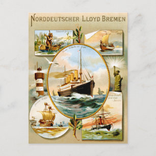 Norddeutscher Lloyd Bremen Vintage resor Poster Vykort