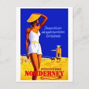 Nordhavsbad, Norderney, flicka på stranden, Tyskla Vykort