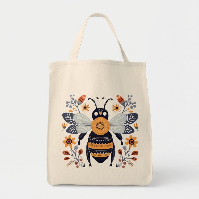 Nordic Bee Tote Bag Tygkasse (Framsidan)