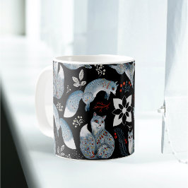Nordic Blue Fox Red Greenery Kaffemugg