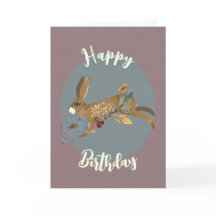 Nordic Brown Blommigt Watercolor Birthday
