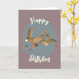 Nordic Brown Blommigt Watercolor Birthday Kort