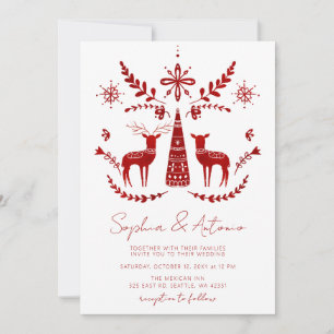 Nordic Buck and Doe Woodland Winter Wedding Inbjudningar