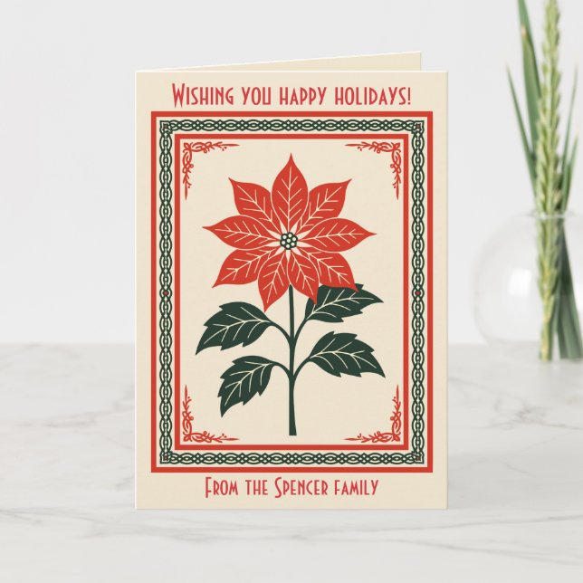 Nordic Christmas Minimal Style Poinsettia Kort (Framsida)