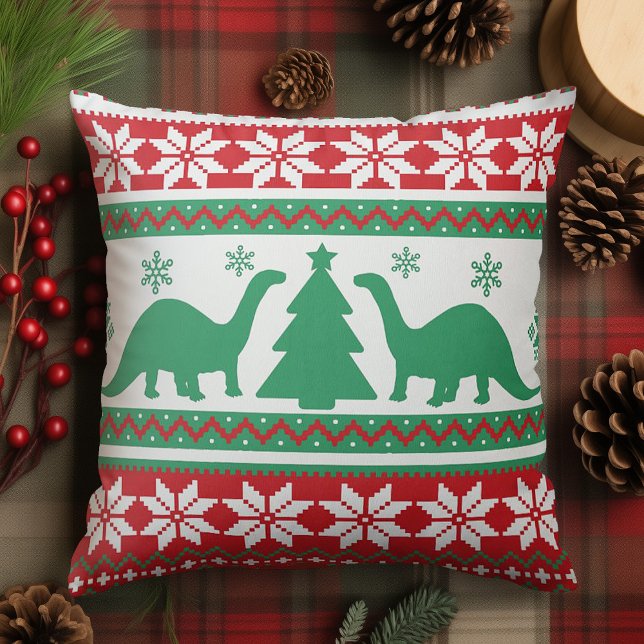 Nordic Fair Isle Brontosaurus Dinosaurs Sweater Kudde (Skapare uppladdad)