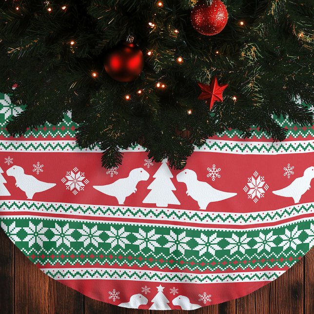 Nordic Fair Isle T-Rex Dinosaurs Sweater Julgransmatta Borstad Polyester (Skapare uppladdad)