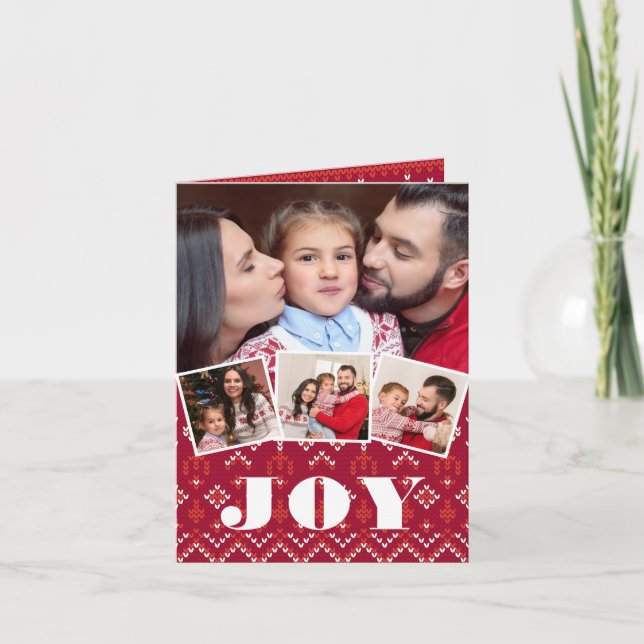 Nordic Fairisle Joy Photo Collage jul Helgkort (Framsida)