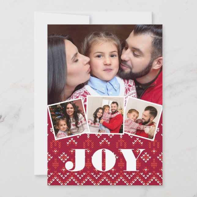 Nordic Fairisle Joy Photo Collage jul Julkort (Framsida)