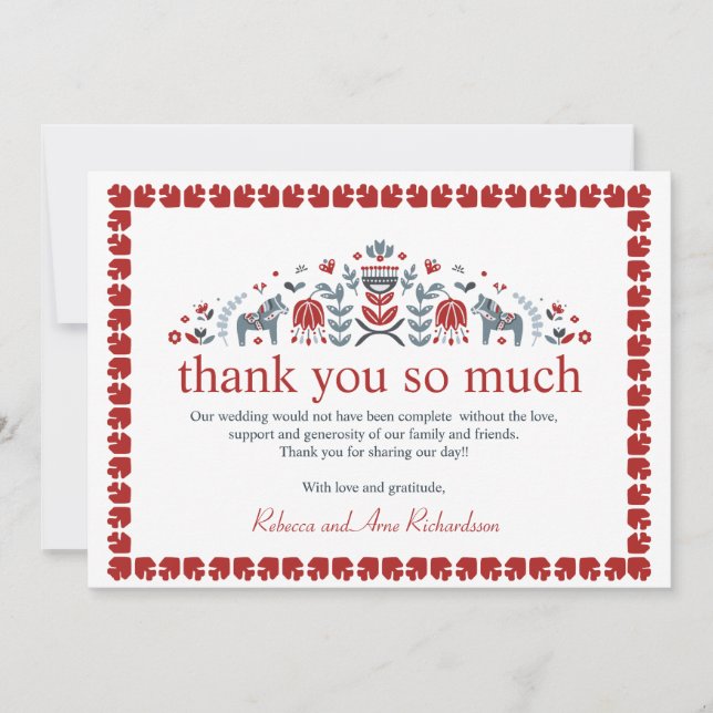 Nordic FolArt Dala Horse Scandinavian Photo Julkort (Framsida)