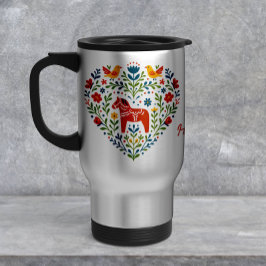 Nordic Folk Art Dala Horse Travel Mug Resemugg