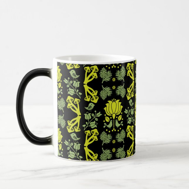 Nordic Forest Mushroom Folk Art Magisk Mugg (Vänster)