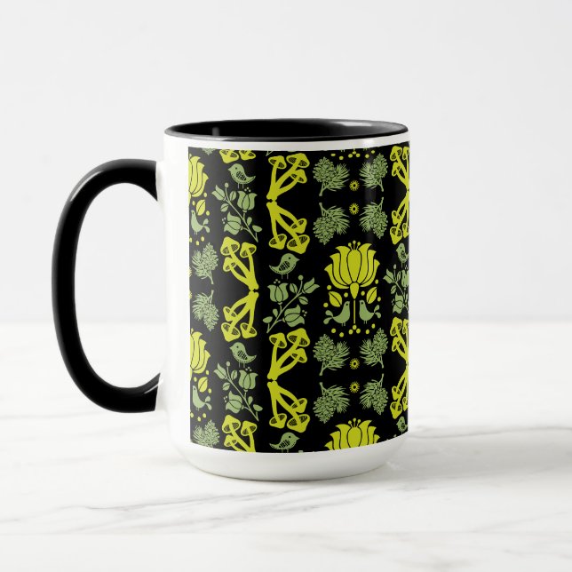 Nordic Forest Mushroom Folk Art Mugg (Vänster)