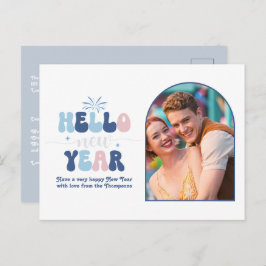 Nordic Glow New Year Retro Modern Blue Photo Helg Vykort
