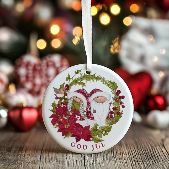 Nordic Gnome | Gud Jule | Norsk jul Julgransprydnad Keramik (Skapare uppladdad)