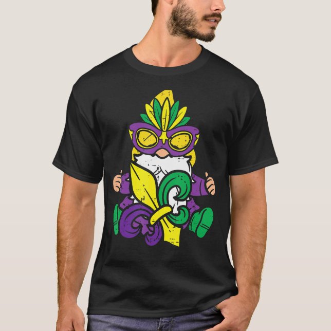 Nordic Gnome Jester Mardi Gras Carnival Tomte Mana T Shirt (Framsida)