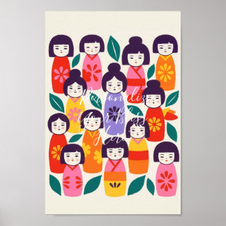 Nordic-Japanese Illustration –KOKESHI Poster
