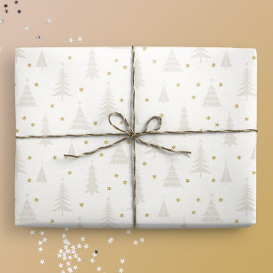 Nordic Light Tan Julgranar White Presentpapper