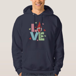 Nordic Love Gnome: Whimsical Pastel Heart  Hoodie
