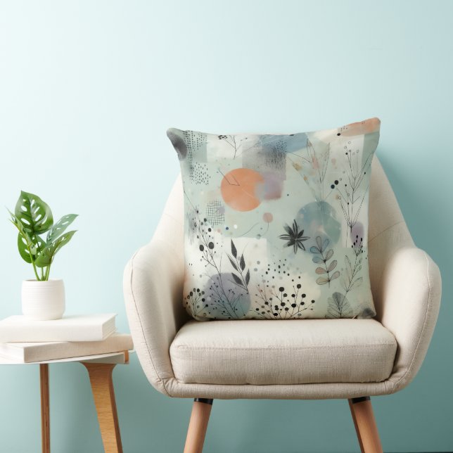 Nordic Mist Botanical Throw Pillow Kudde (Stol)