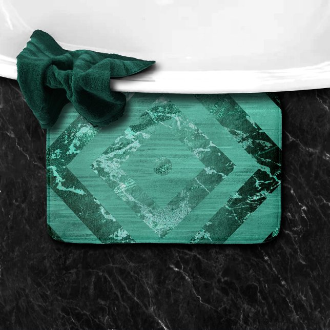 Nordic Molten Jade | Geometrisk Grönt för Abstrakt Badrumsmatta (Skapare uppladdad)