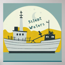 Nordic Moon Boat  Poster