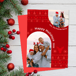 Nordic Red Arch Two Photo Helgdag Card Julkort