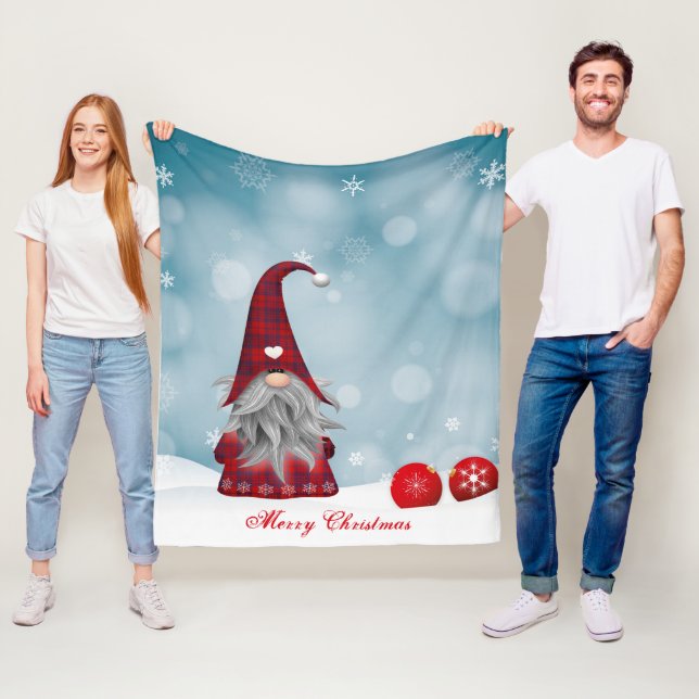 Nordic Red Gnome Fleece Blanket (På plats)