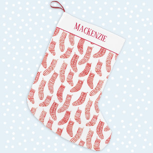 Nordic Red & White Custom Name-julklapp Liten Julstrumpa