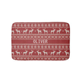 Nordic Reindeer Christmas Personalized Badrumsmatta