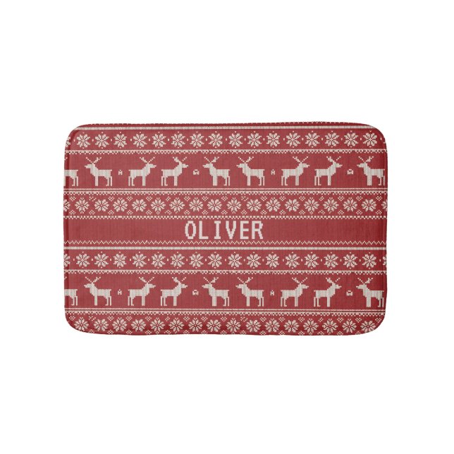 Nordic Reindeer Christmas Personalized  Badrumsmatta (Framsidan)