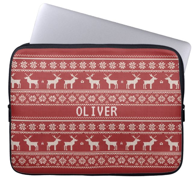 Nordic Reindeer Christmas Personalized  Laptop Fodral (Framsidan)
