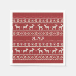 Nordic Reindeer Christmas Personalized Pappersservett
