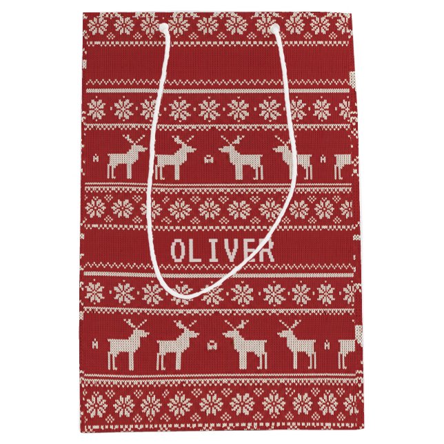 Nordic Reindeer Knit Pattern Personalized (Framsidan)