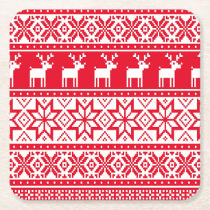 Nordic Reindeer Ugly jul Sweater Party Underlägg Papper Kvadrat